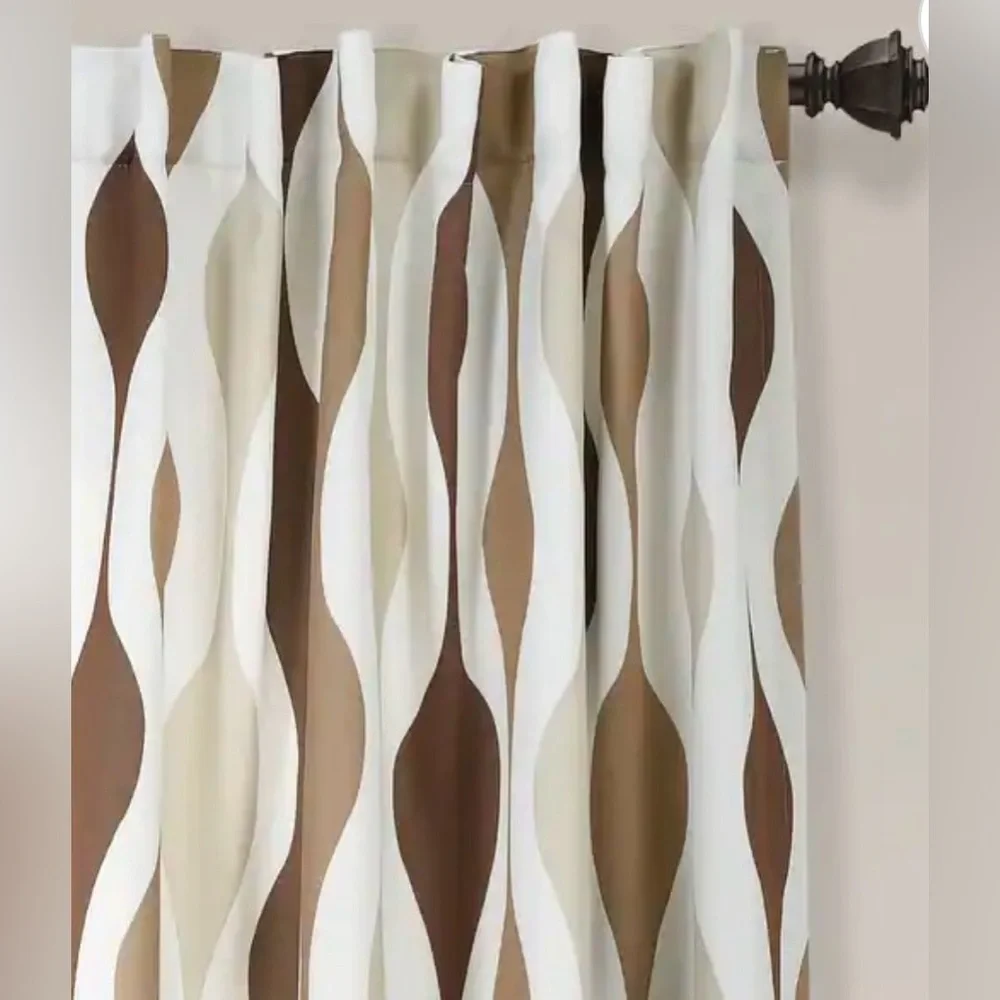 Lush Decor Mid Century Geo Room Darkening Window Curtain Panel Pair 52